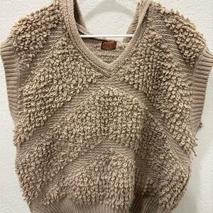 POL Tan Textured Women's Sweater Vest